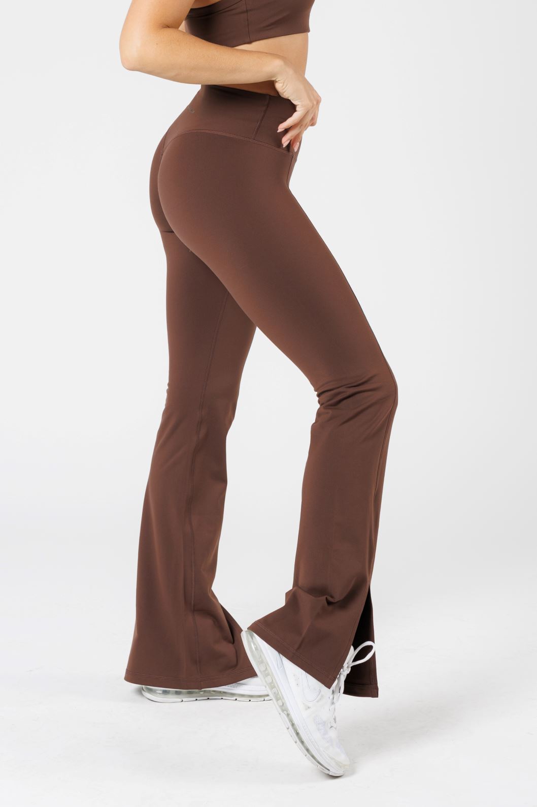 FormLux Front Slit Sculptseam® Plus Flare Legging 32" Earth Leggings/Joggers Paragon Fitwear 