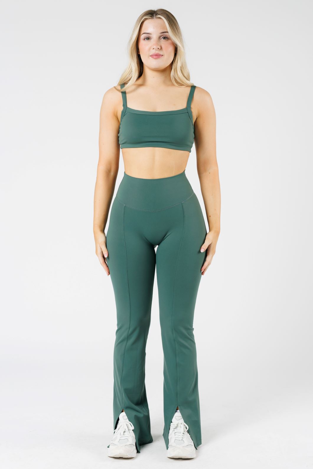 FormLux Front Slit Sculptseam® Plus Flare Legging 32" Pine Leggings/Joggers Paragon Fitwear 