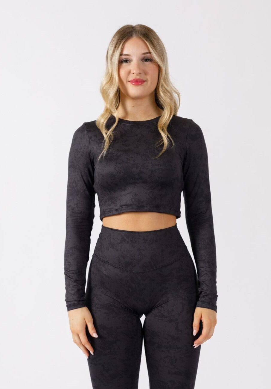 Reluna™ Long Sleeve Crop Obsidian Tops/Tanks Paragon Fitwear 