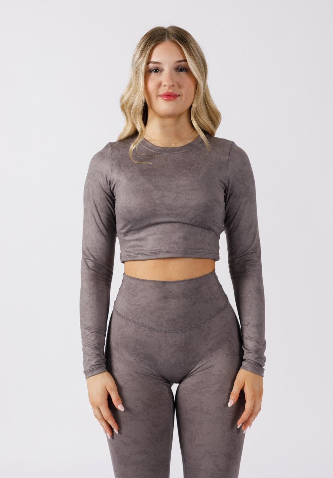 Reluna™ Long Sleeve Crop Gunmetal Tops/Tanks Paragon Fitwear 