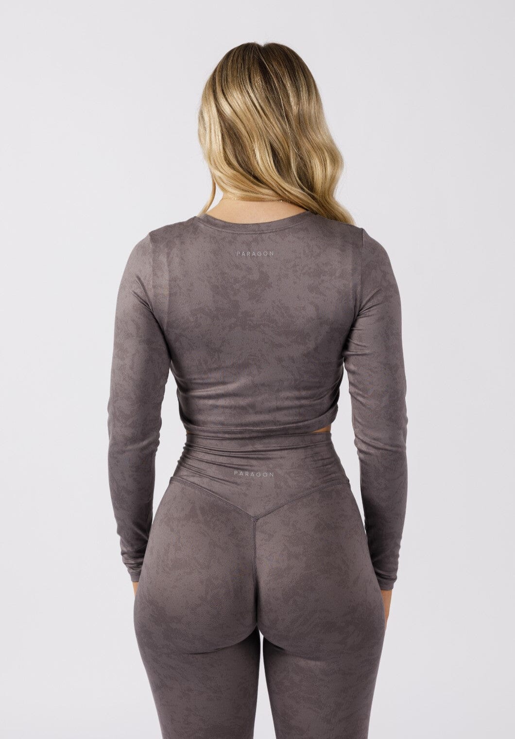 Reluna™ Long Sleeve Crop Gunmetal Tops/Tanks Paragon Fitwear 