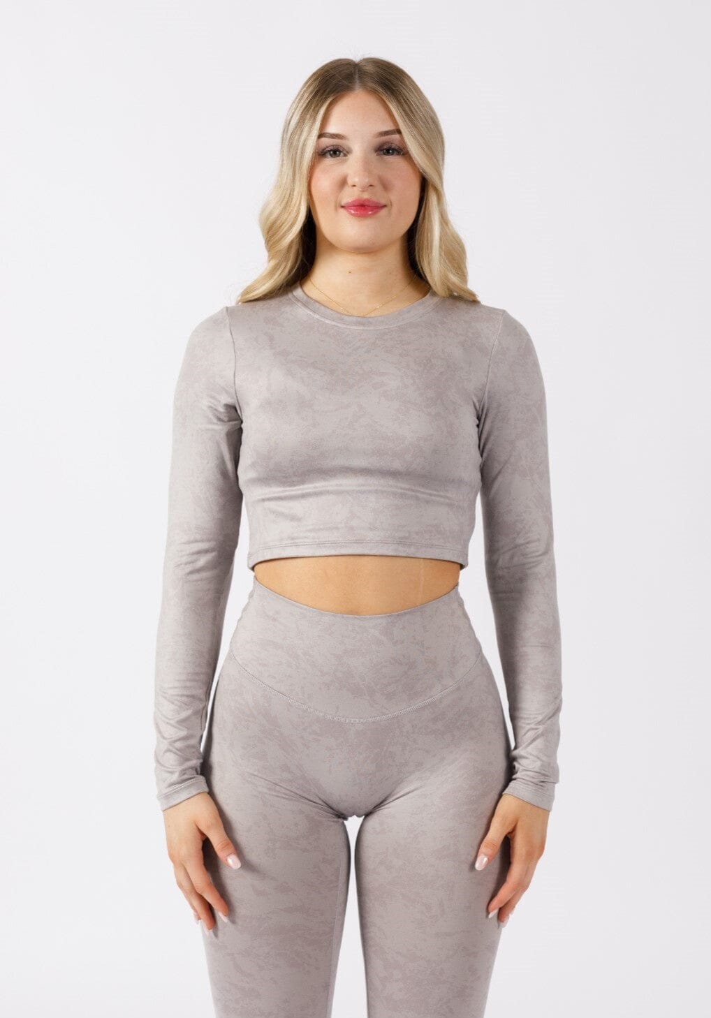 Reluna™ Long Sleeve Crop Marble Tops/Tanks Paragon Fitwear 