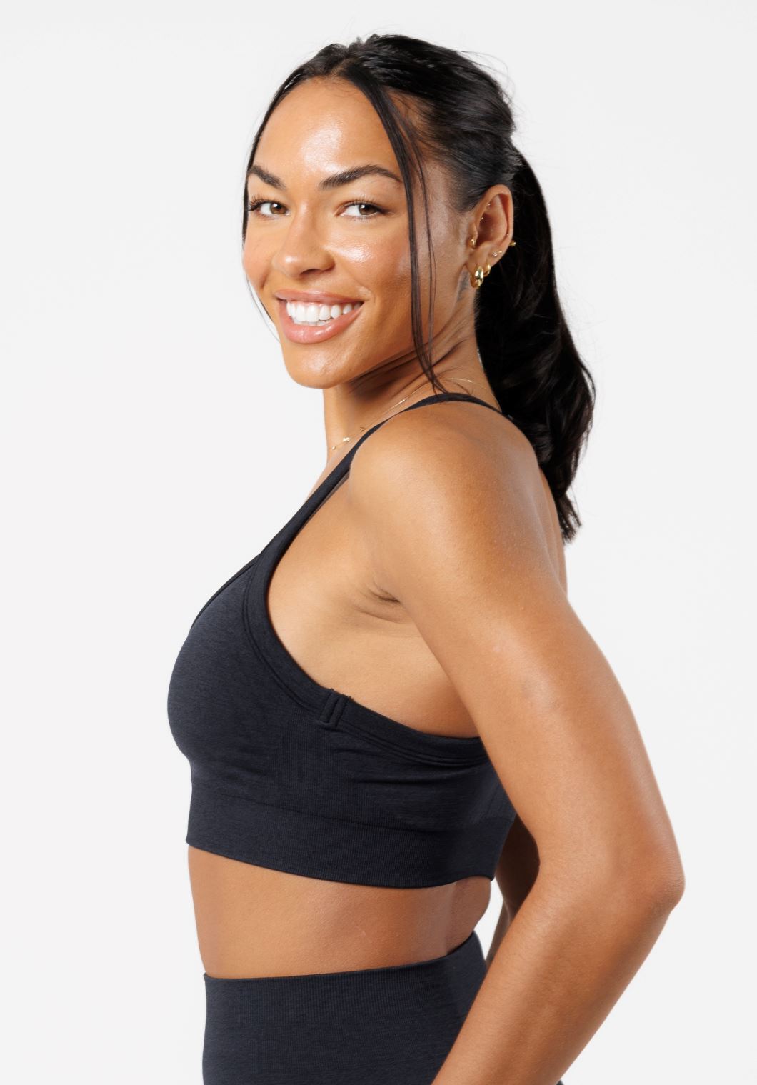 CurveFlex Rib Contour Seamless Bra Black Sports Bras Paragon Fitwear 