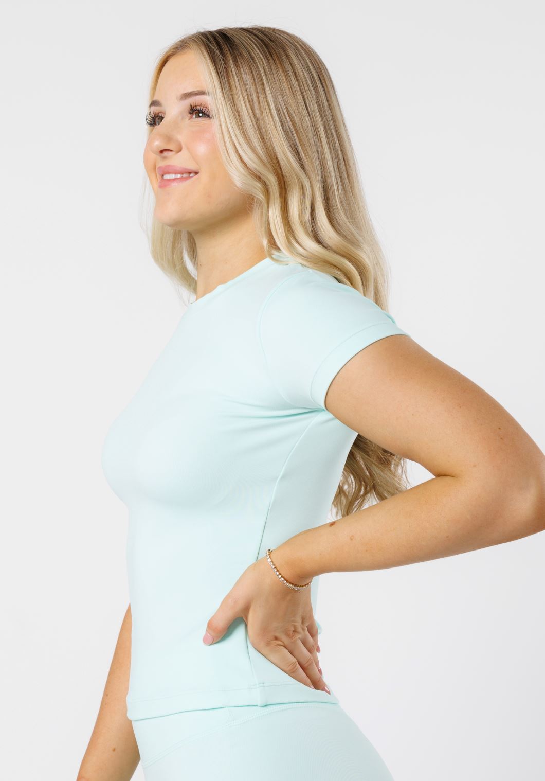 Reluna Full Length Short Sleeve Top Pale Jade Tops/Tanks Paragon Fitwear 