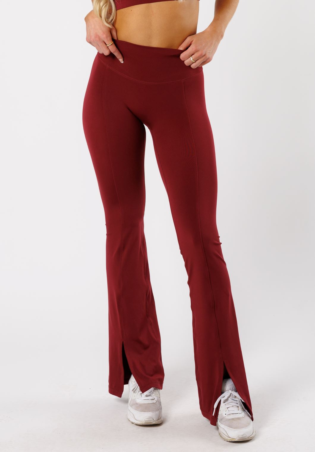 Reluna Front Slit Sculptseam® Flare Leggings 34" Red Velvet Leggings/Joggers Paragon Fitwear 