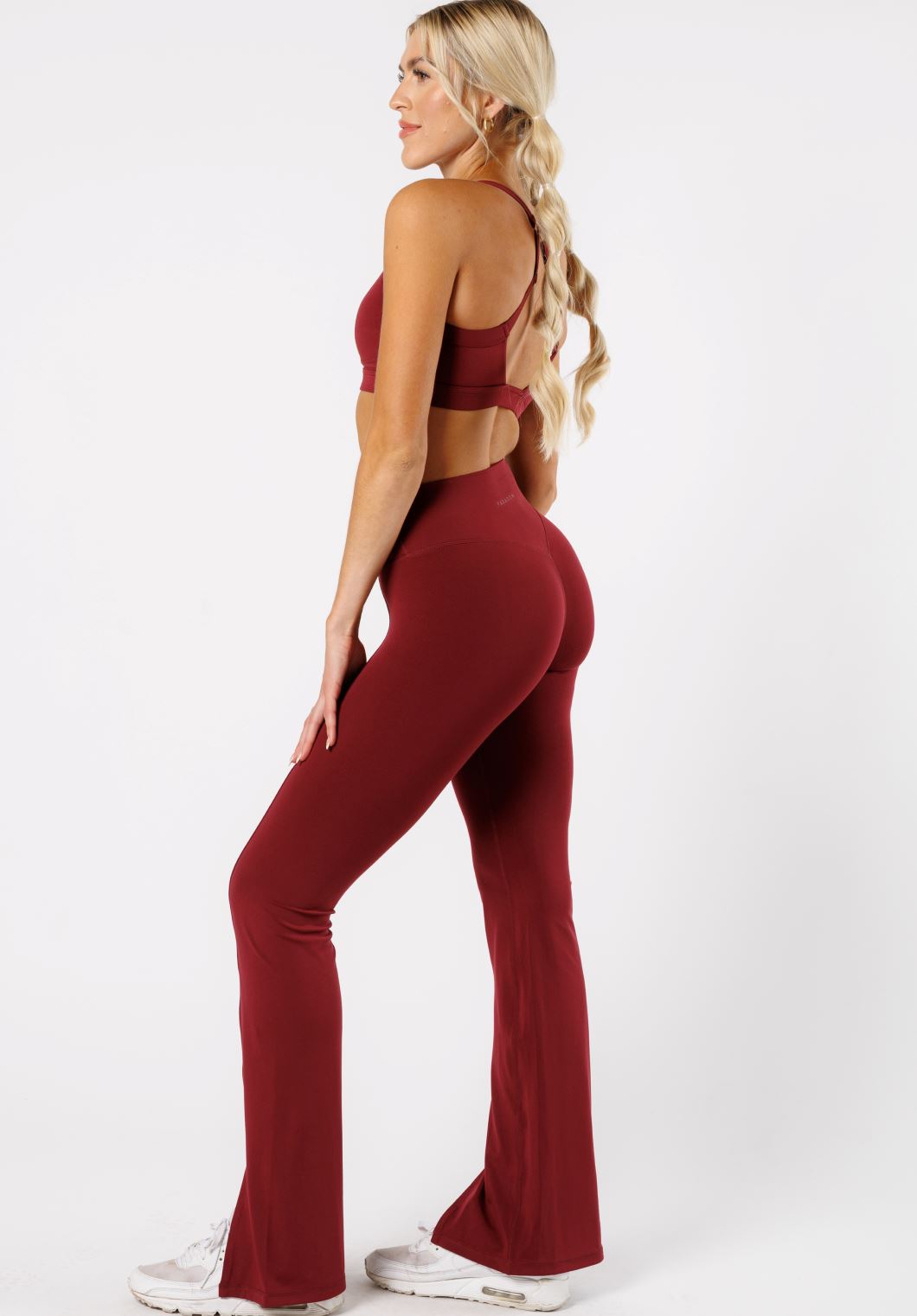 Reluna Front Slit Sculptseam® Flare Leggings 34" Red Velvet Leggings/Joggers Paragon Fitwear 