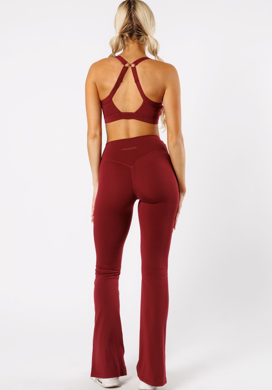 Reluna Front Slit Sculptseam® Flare Leggings 34" Red Velvet Leggings/Joggers Paragon Fitwear 