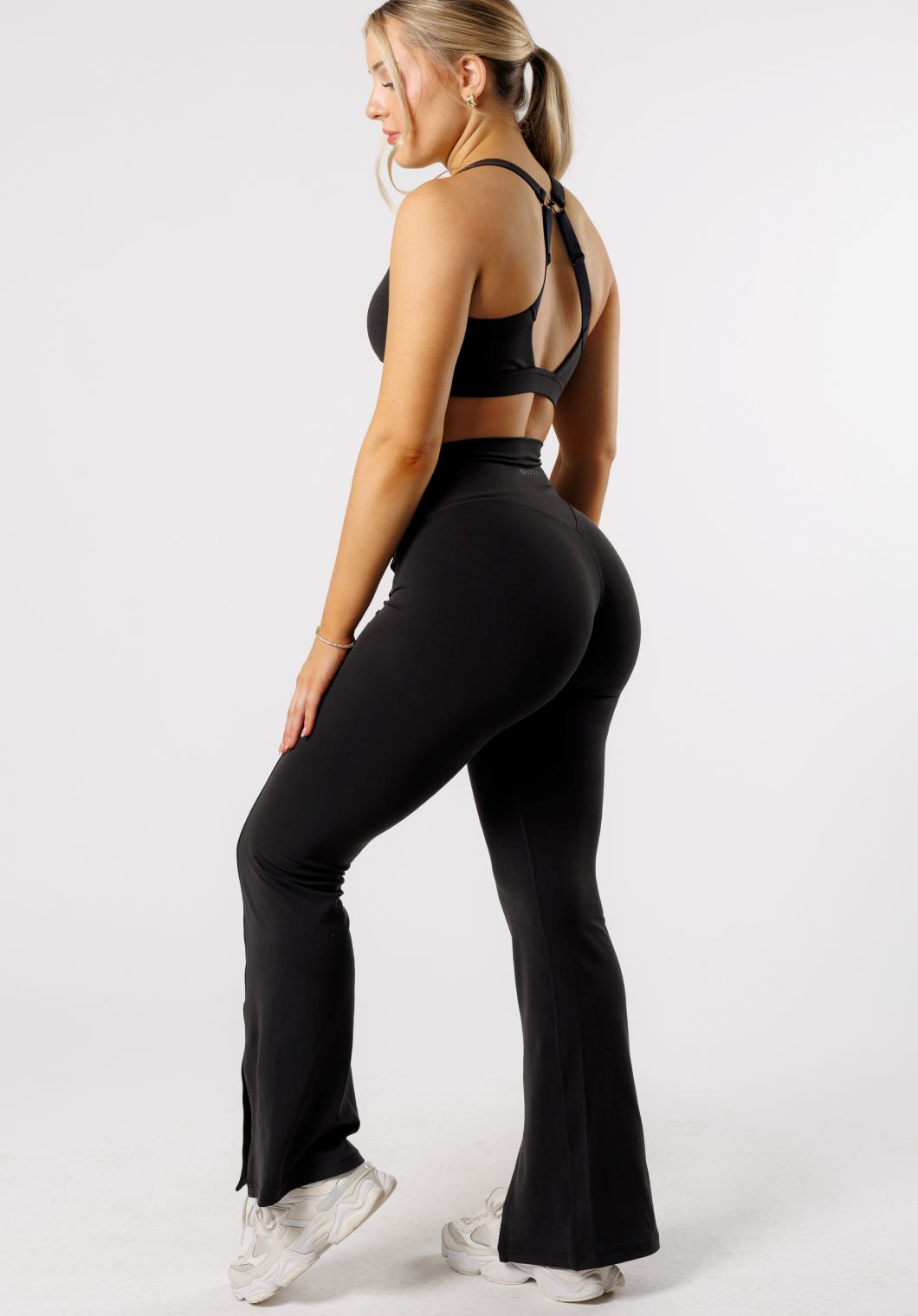 Reluna Front Slit Sculptseam® Flare Leggings 31" Black Leggings/Joggers Paragon Fitwear 