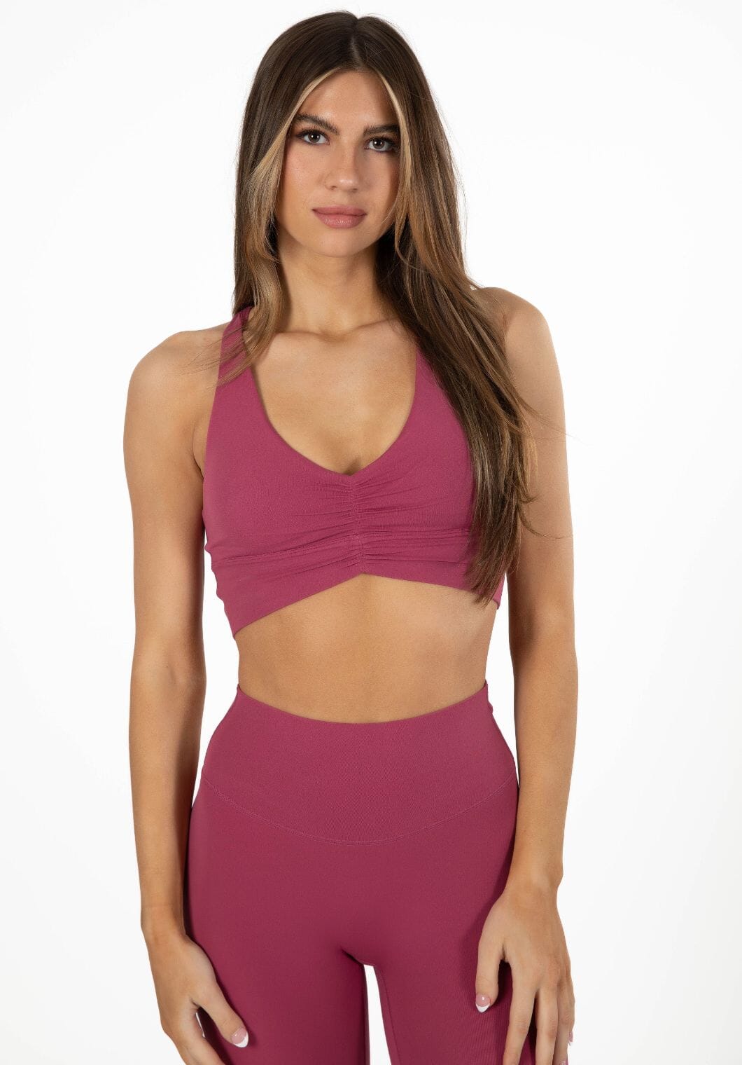 Reluna Ruched Bra Raspberry Sports Bras Paragon Fitwear 