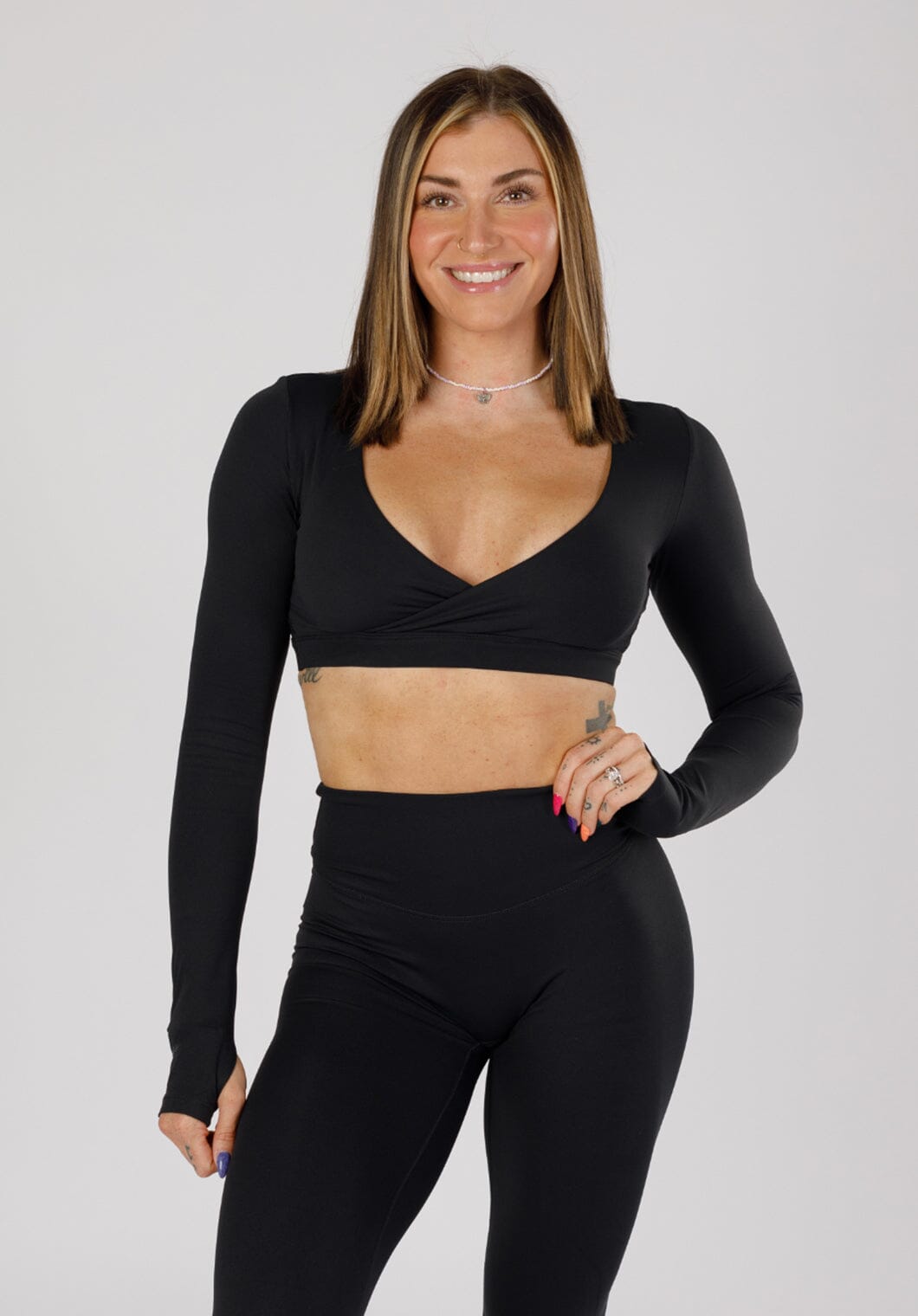 RecStretch DesB Infinite Long Sleeve Bra Black Sports Bras Paragon Fitwear 